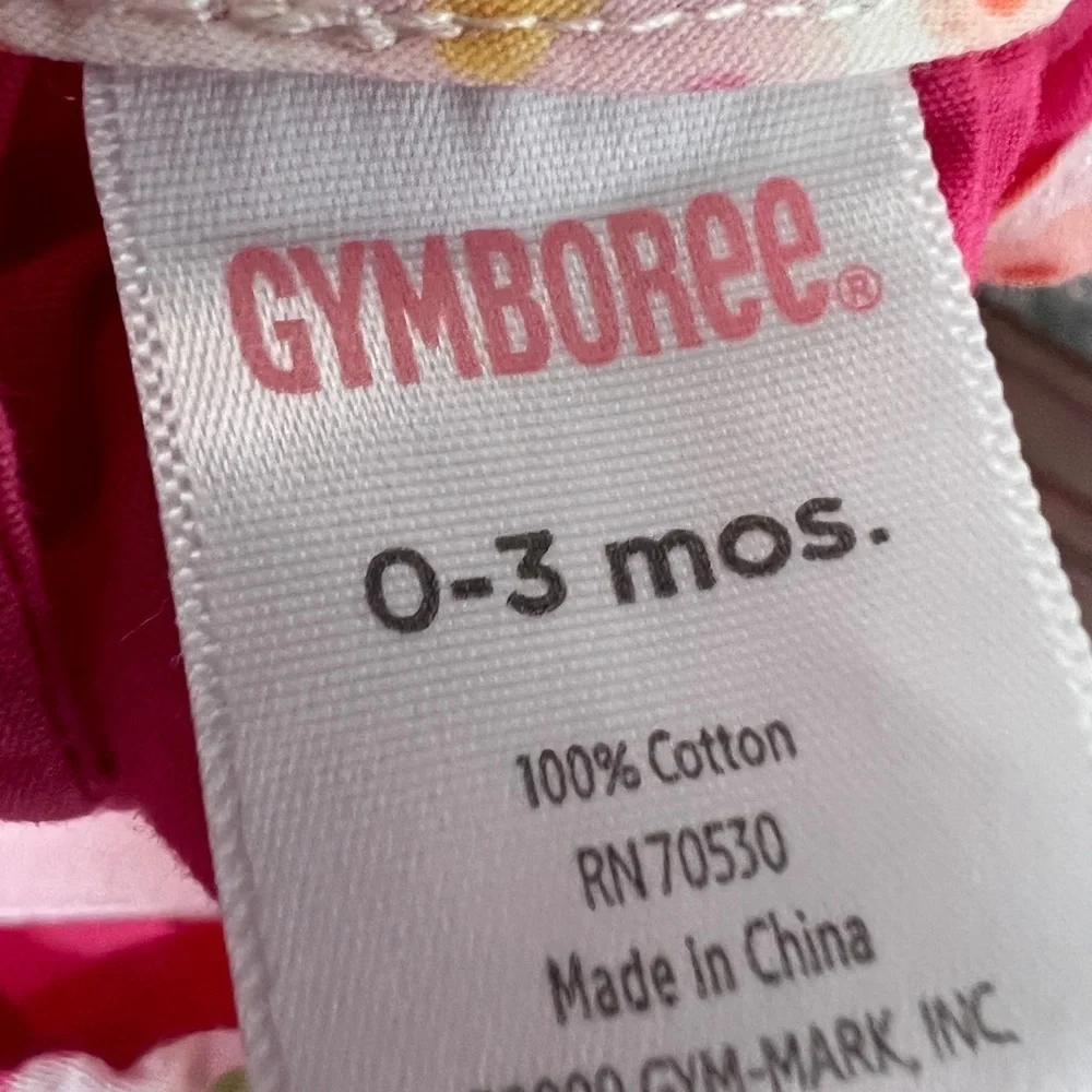 NWOT Gymboree 0-3M Hot Pink and White Floral Baby Girl Top Blouse
